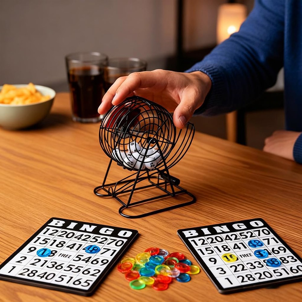 Deluxe Bingo Game Set w/Metal Bingo Cage Perfect for the Whole Family FriendsANY