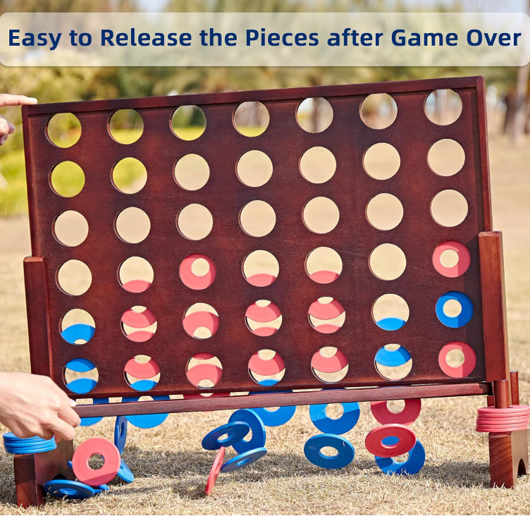 Giant Wooden 4 in A Row Game – Fun Indoor and Outdoor Board Games for Teens
