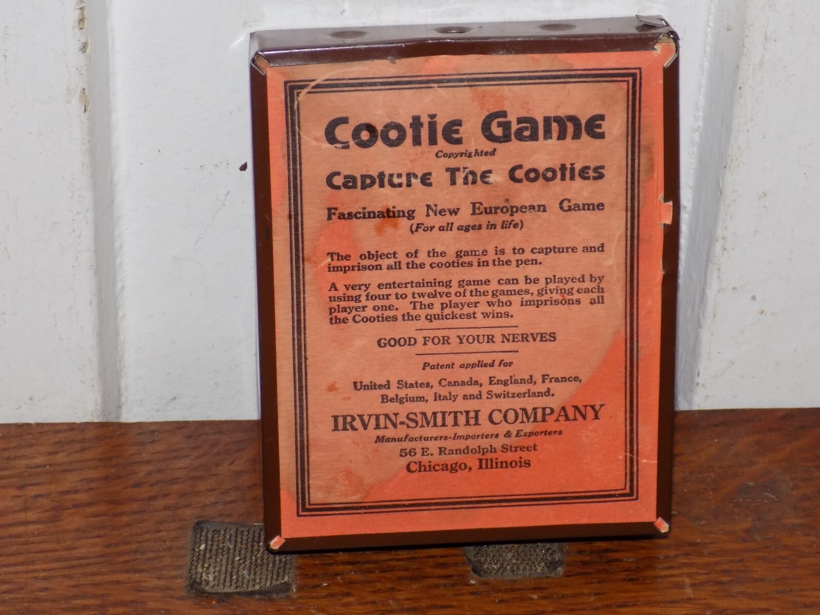 Vintage Cootie Game WWI Irvin Smith Company Dexterity Game