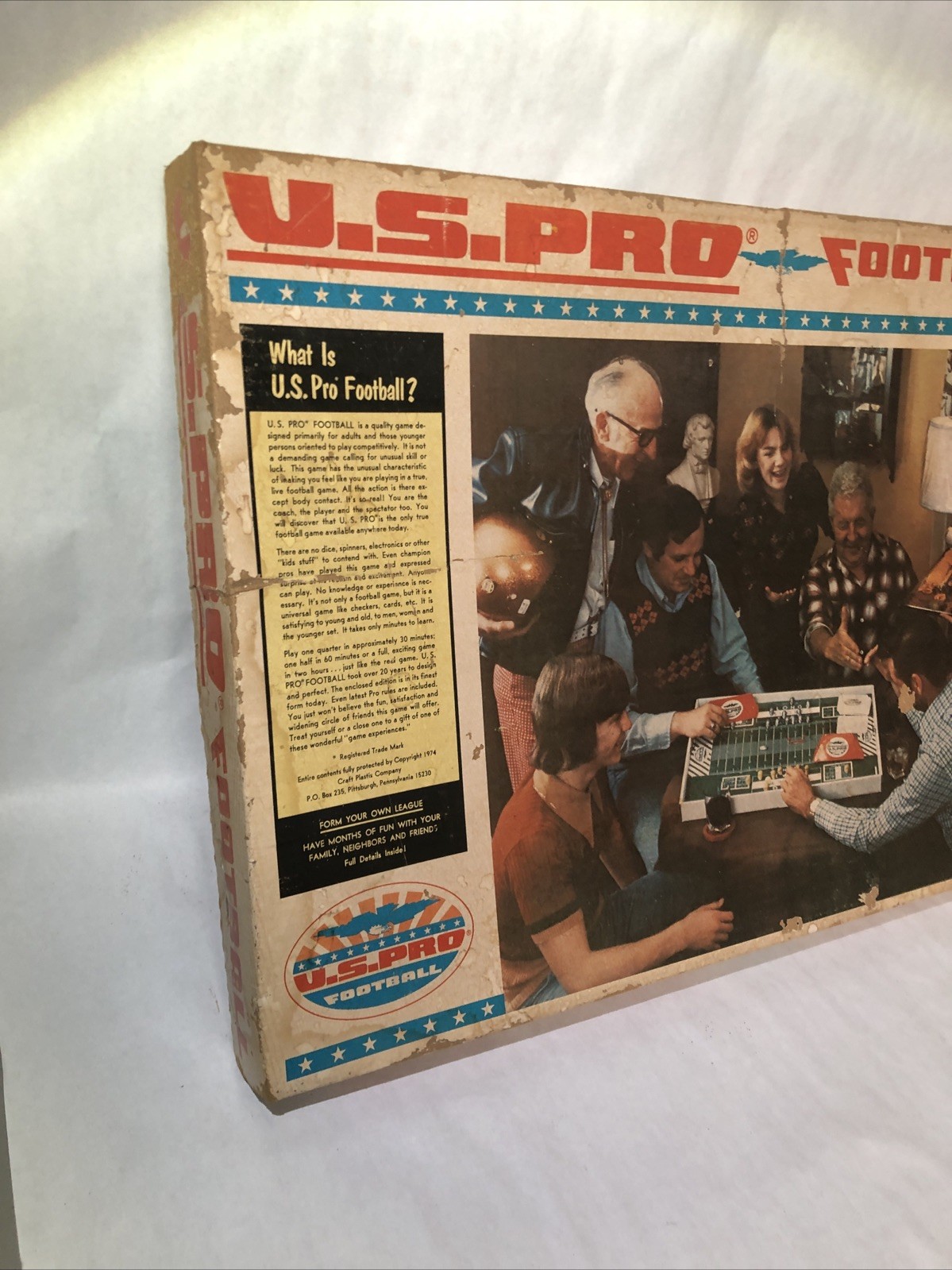 Vintage 1974 U.S Pro Football Board Game. Rare! Large 26”x19” Craft Plastix Co.