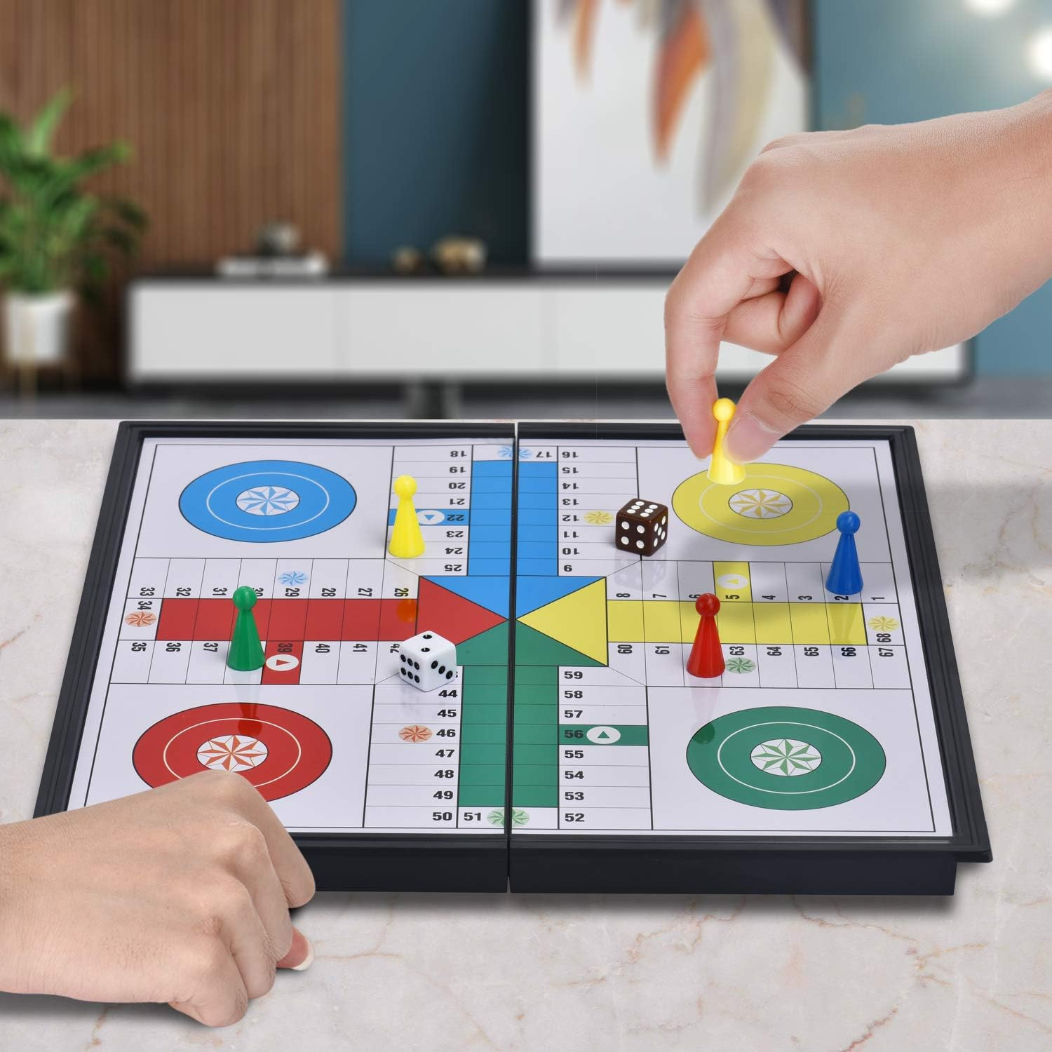 Magnetic Ludo Board Game Set with Folding Board Classic Travel Games for Kids an