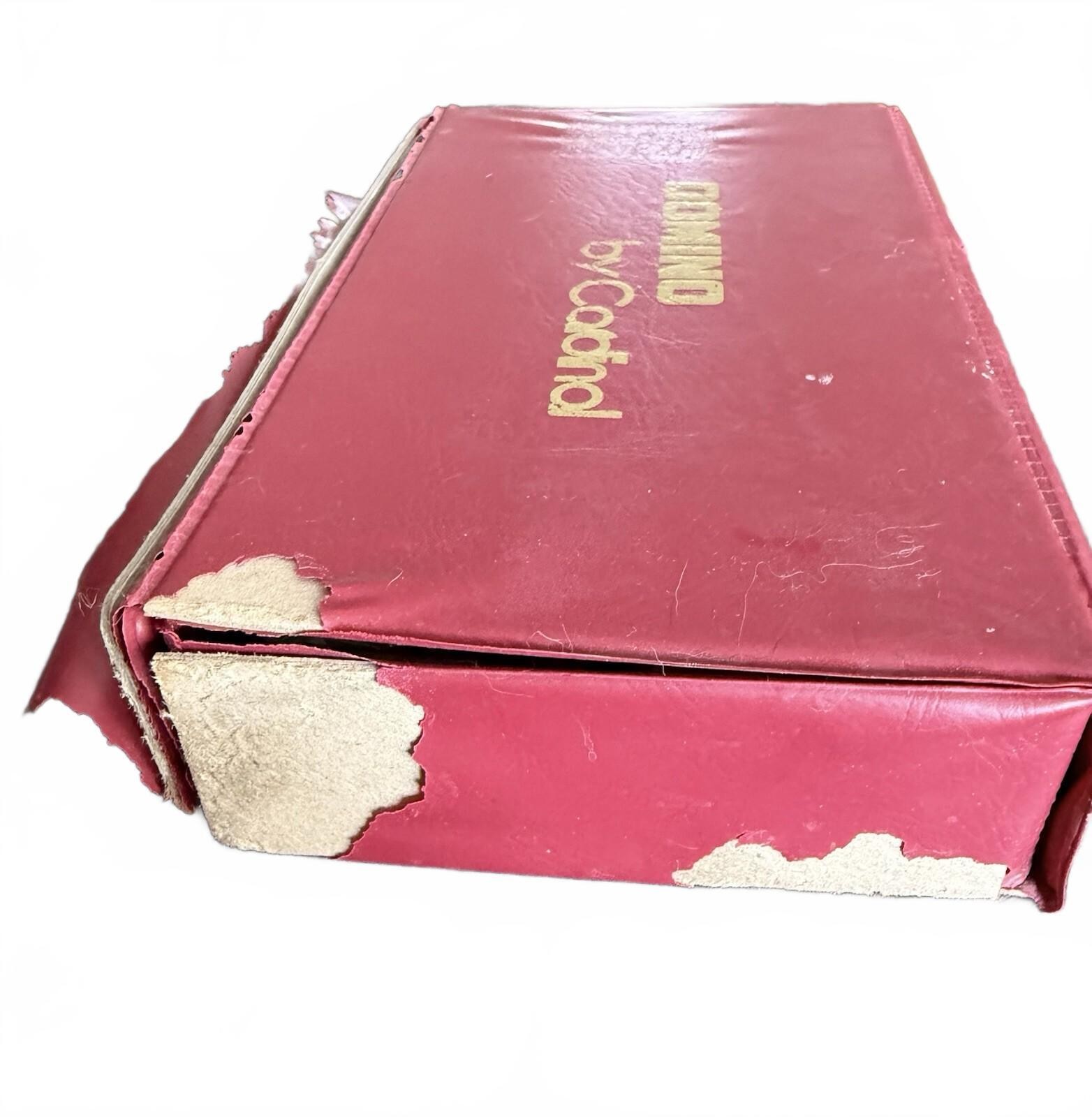 Vintage Domino By Cardinal 55 Pieces | 3/8″ Thick 2 Sealed Packs Red Vinyl Case