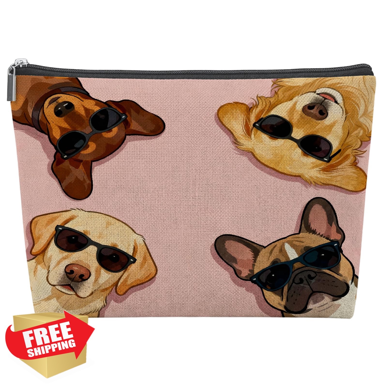 BNHJKFQZ Dog Lover Gifts Empty Mahjong Tile Bag 13×7.8 Inch, Pink Funny Dog P…