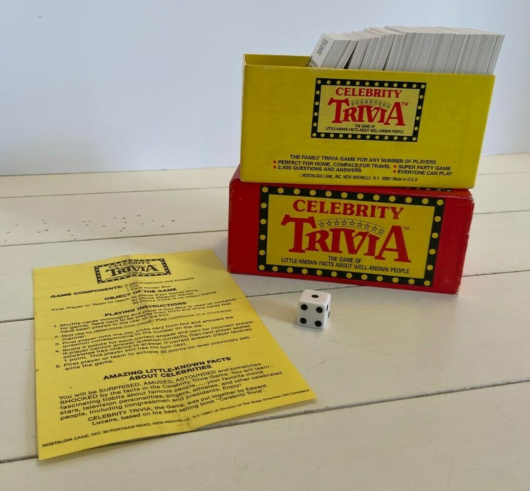 Celebrity Trivia Facts Card Game Nostalgia Lane