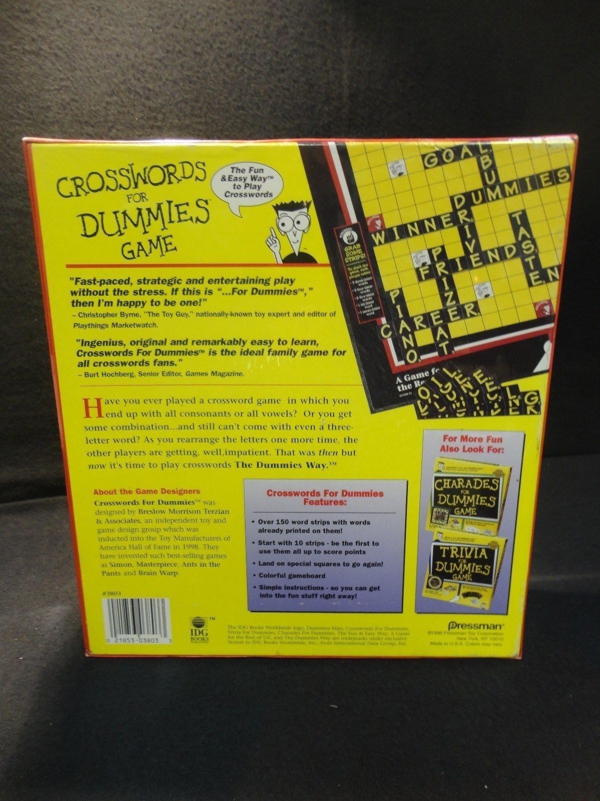 Crosswords for Dummies Board Game – 12 to Adult – 2 to 4 Players – NEW SEALED