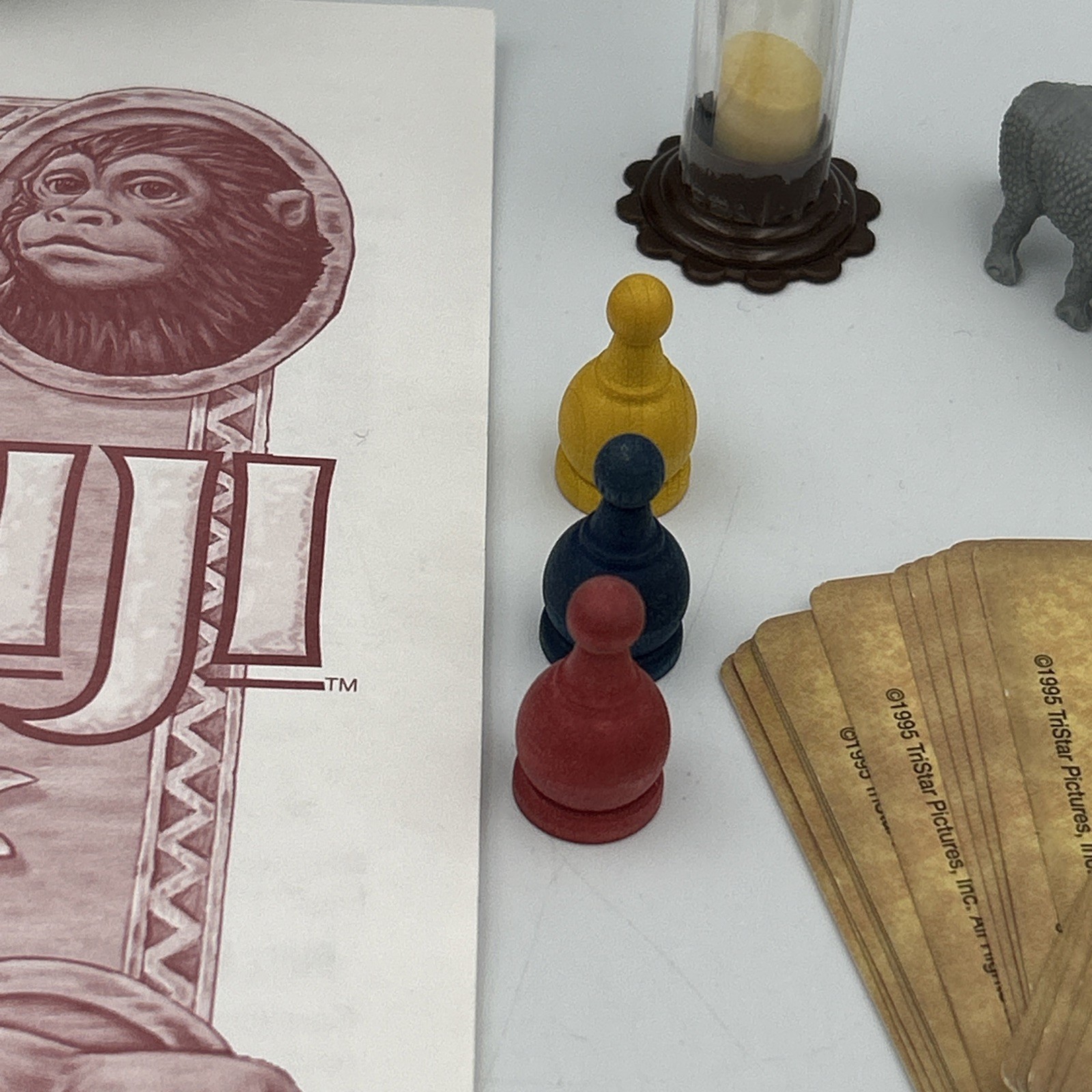 Vtg 1995 Jumanji Board Game Replacement Pieces Timer Dice Cards Pawns Decoder
