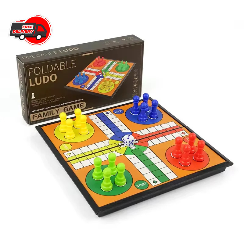 Ludo Game Set Strategy Game Parent Interaction with Foldable Board Travel Family