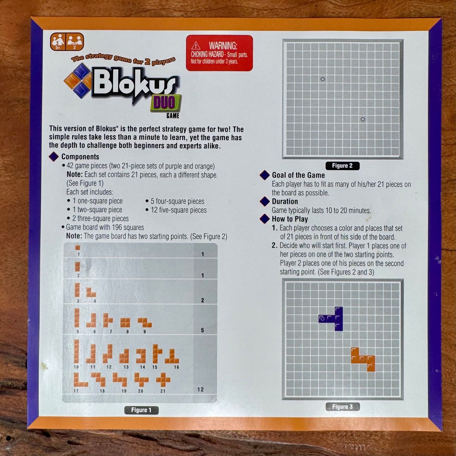 Blokus Duo by Mattel Strategy Game 2 Players Purple Orange Complete Set Boxed