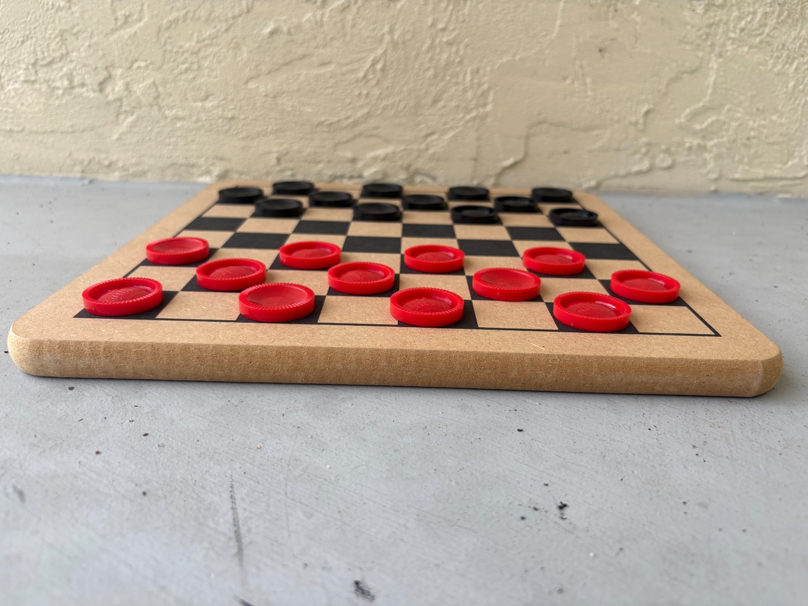 Checkers Tic Tac Toe Wood Board, Double Sided Game w/pieces 11.5 x 11.5 x .5