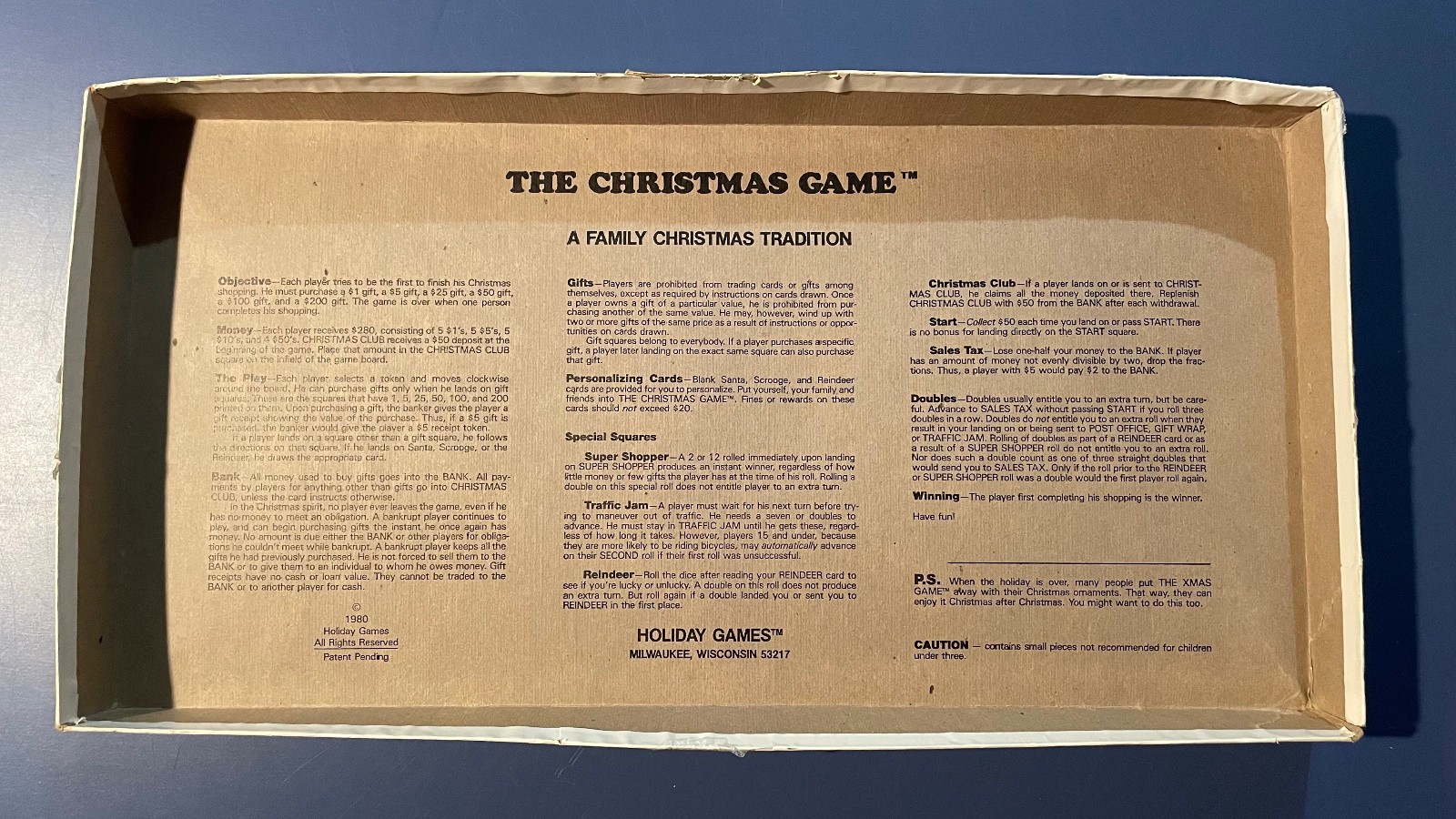 The Christmas Game 1980 Holiday Board Games Milwaukee NOT COMPLETE