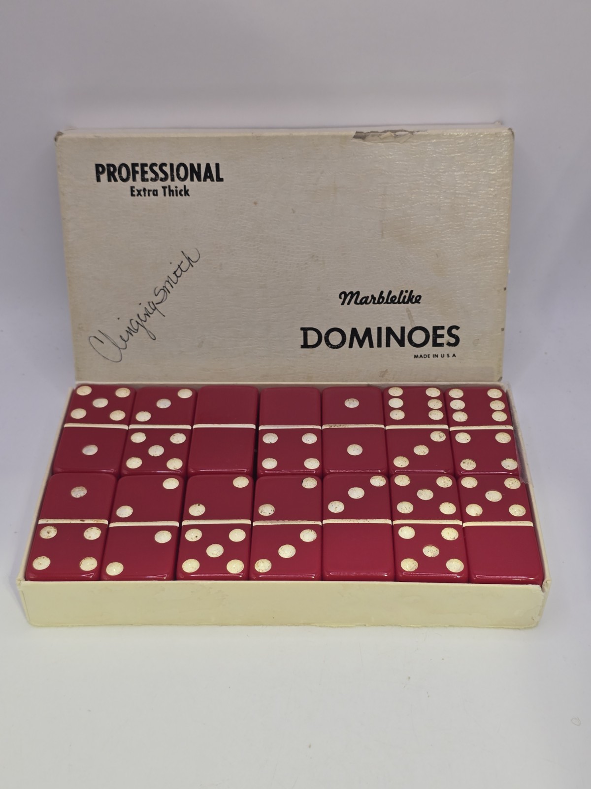 Puremco Professional Extra Thick Marblelike Dominoes Double 6 Red No. 816 USA