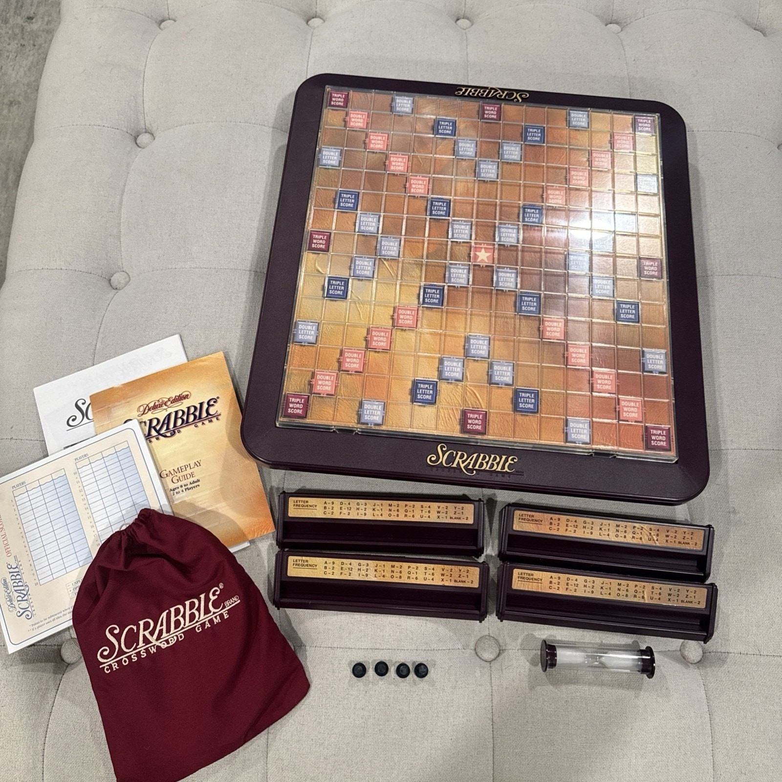Milton Bradley Scrabble Deluxe Edition 4034 Rotating Board Game Complete