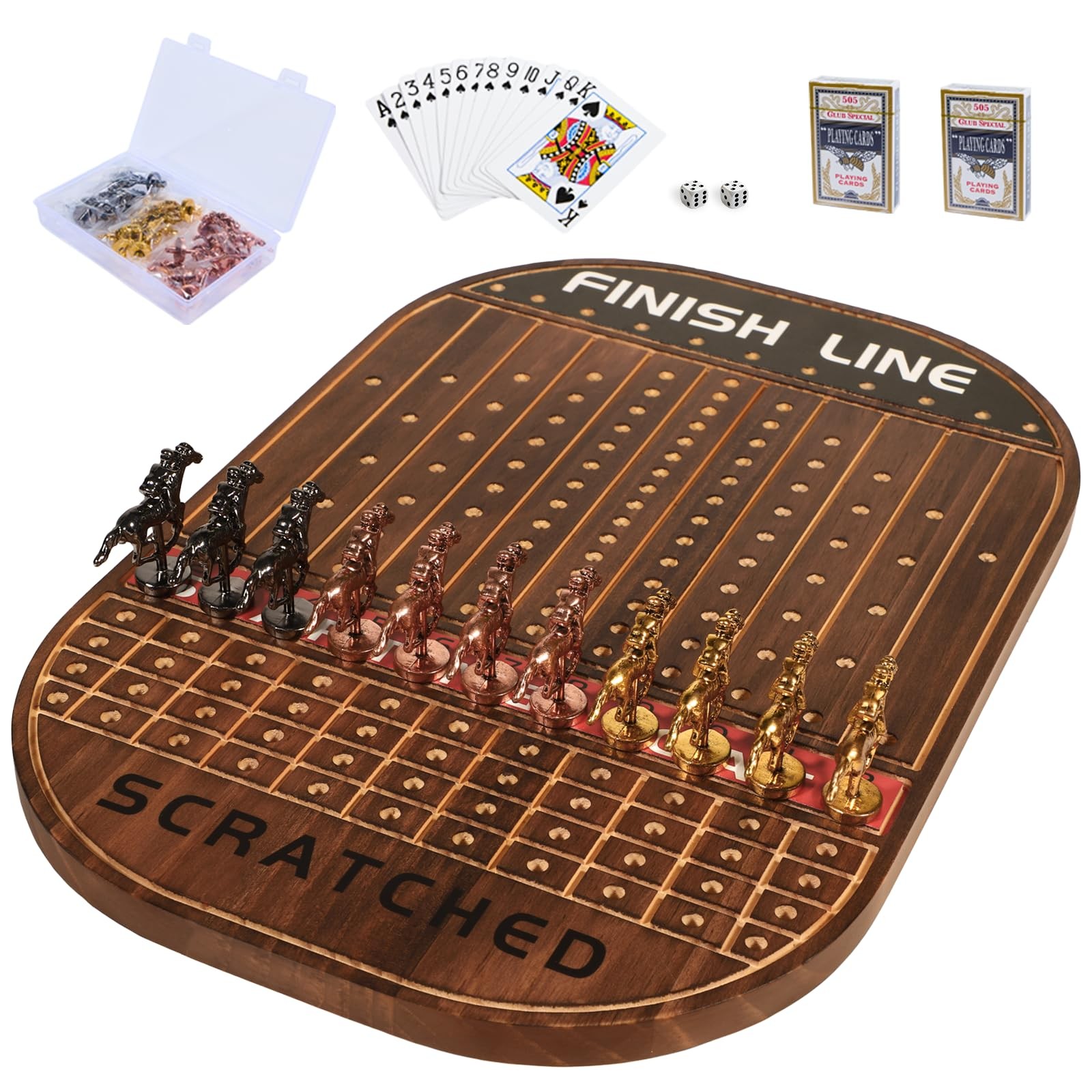 Horse Race Board Game Racing Game Thickened Solid Wood with 11 Luxurious Dura…