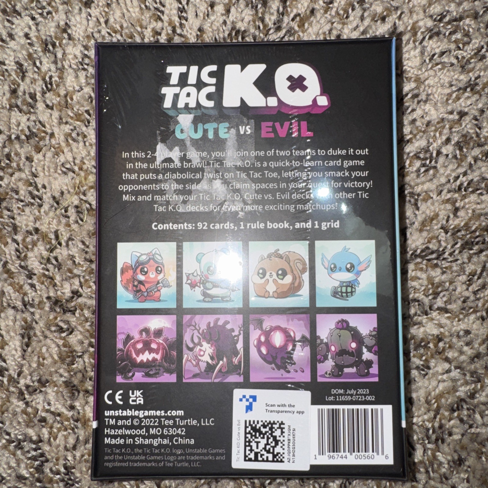 New Tic Tac KO Cute vs Evil Card Game 8+ K.O. 2-4 Players Unstable Games