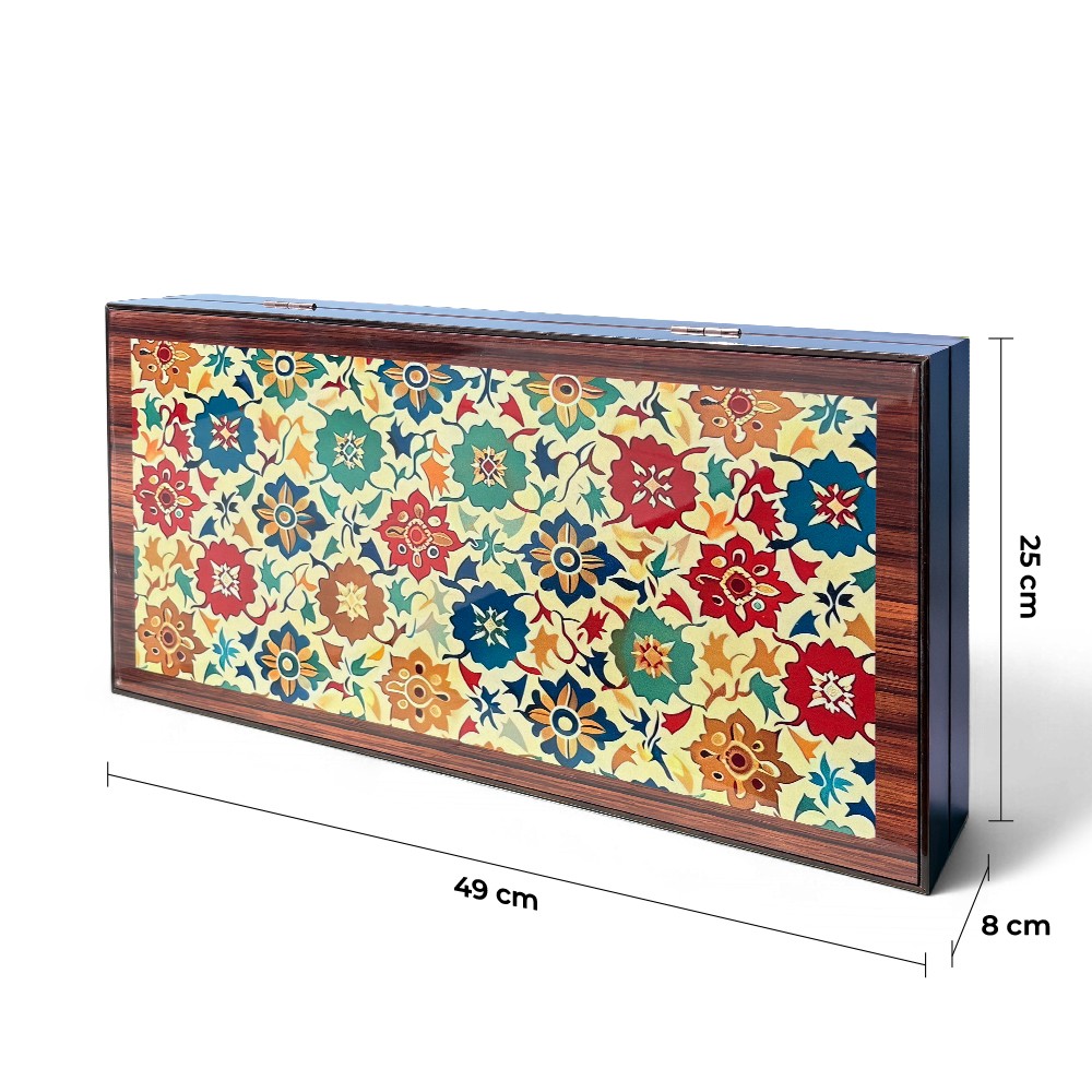 Biggdesign Bloom Backgammon, MDF Body, Magnetic Lock, Durable Gloss Finish, Scra