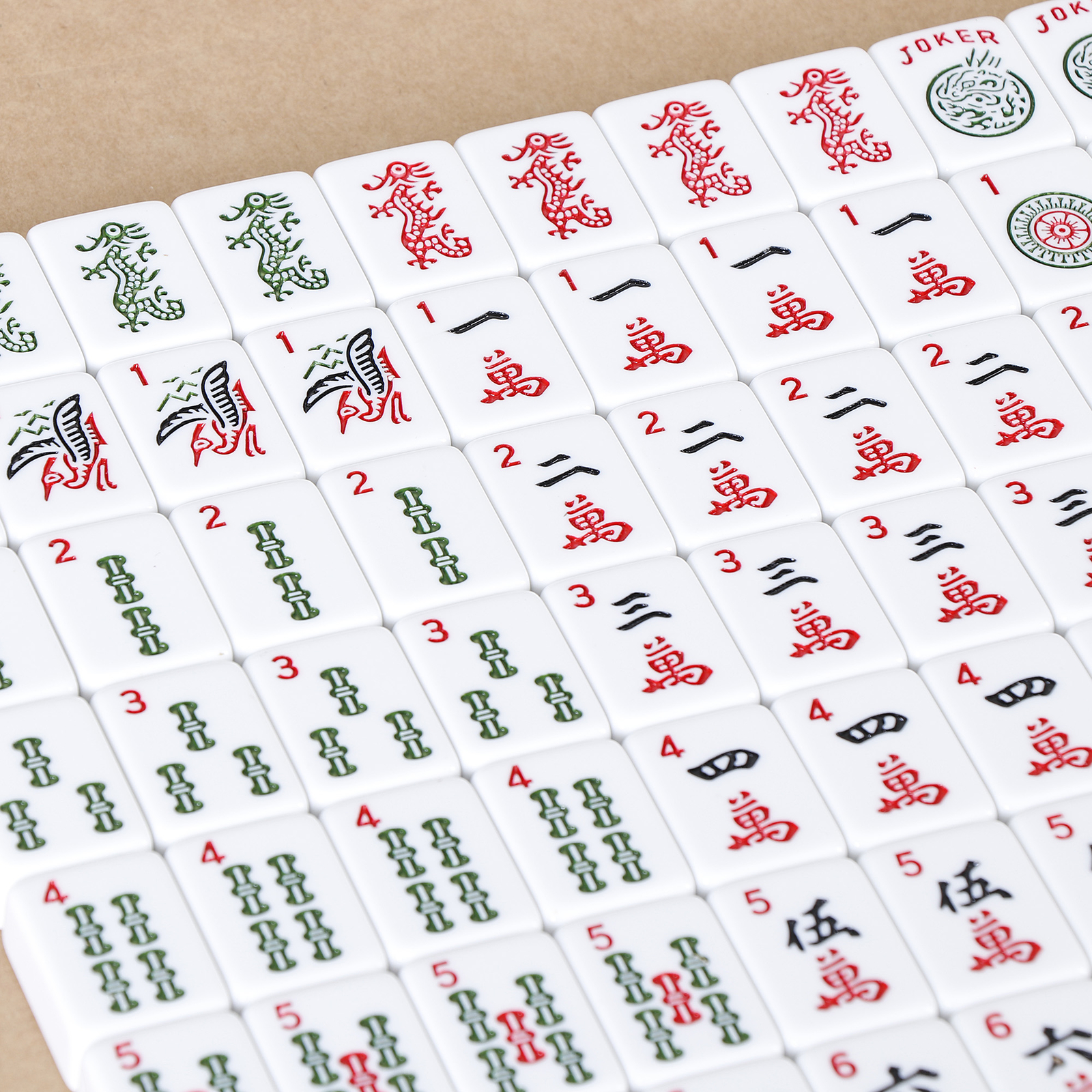 American Mahjong Set 166 Tiles 4 Color Complete Mah Jong Set Racks/Pushers w/Bag