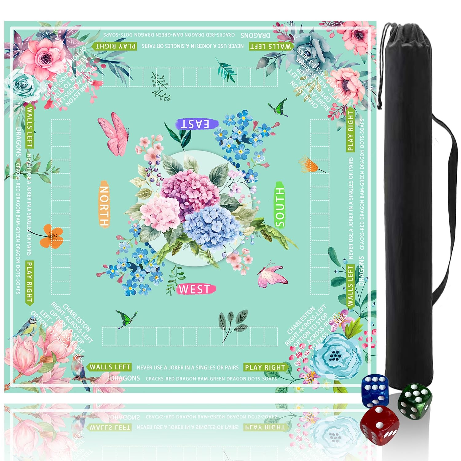 American Mahjong Table Cloth Drawstring Bag 31.5 Inch Mat Cover Protection