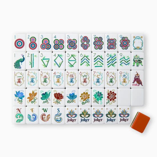 NEW! Vibrant Layered Mahjong Tiles – Full American Set 160Tiles – Orange acrylic