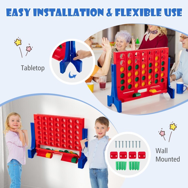 Giant Connect 4 Jumbo Game Play Set Family Outdoor w/Carrying Bag & Storage Tray