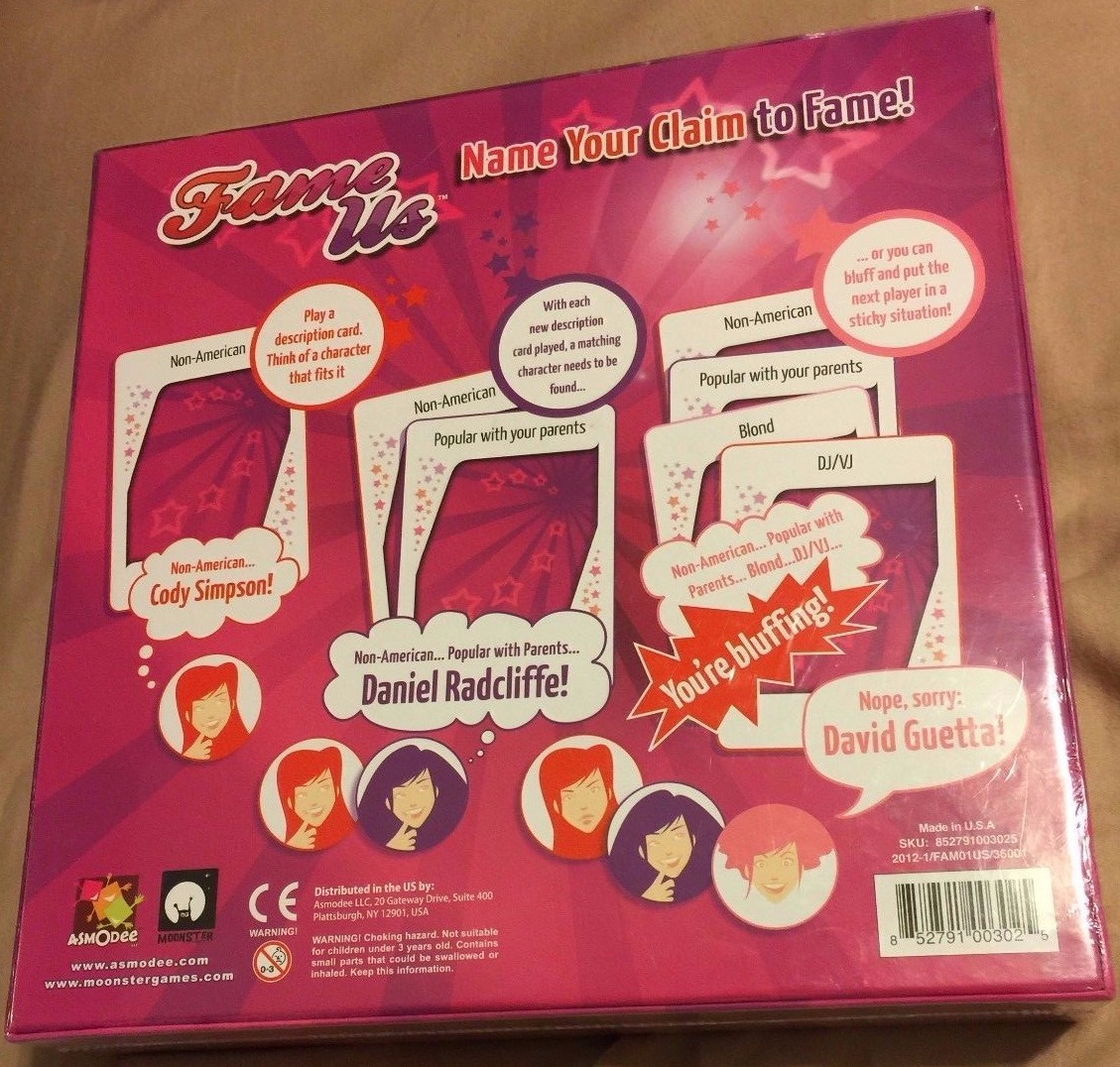 New & Sealed FAME US Name Your Claim to Fame! Family Game Night Card BOARDGAME