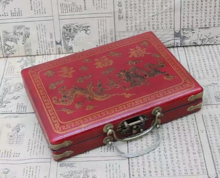 Vintage Chinese Mahjong Set Traditional 144 Tiles Mah-Jong Game Set w/ Case Box