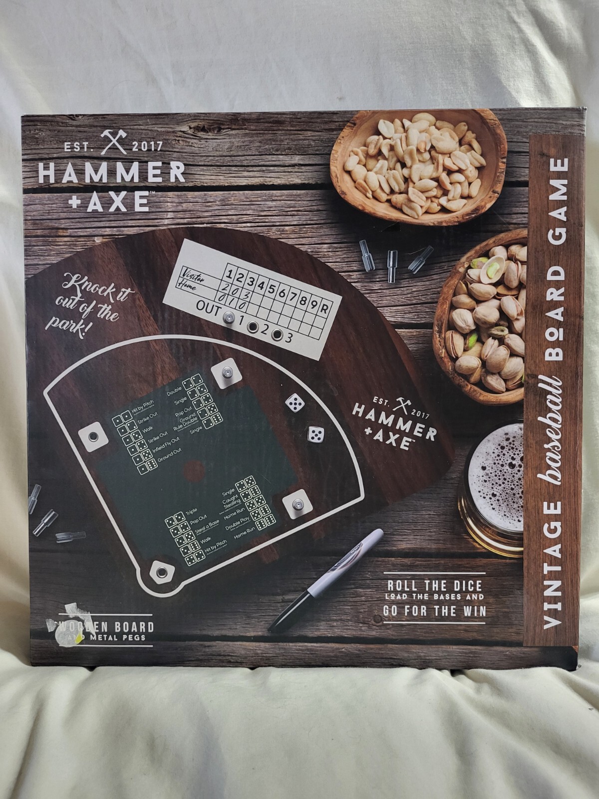 Hammer + Axe Vintage Baseball Wooden Board Game for 2 to 8 Players New In Box