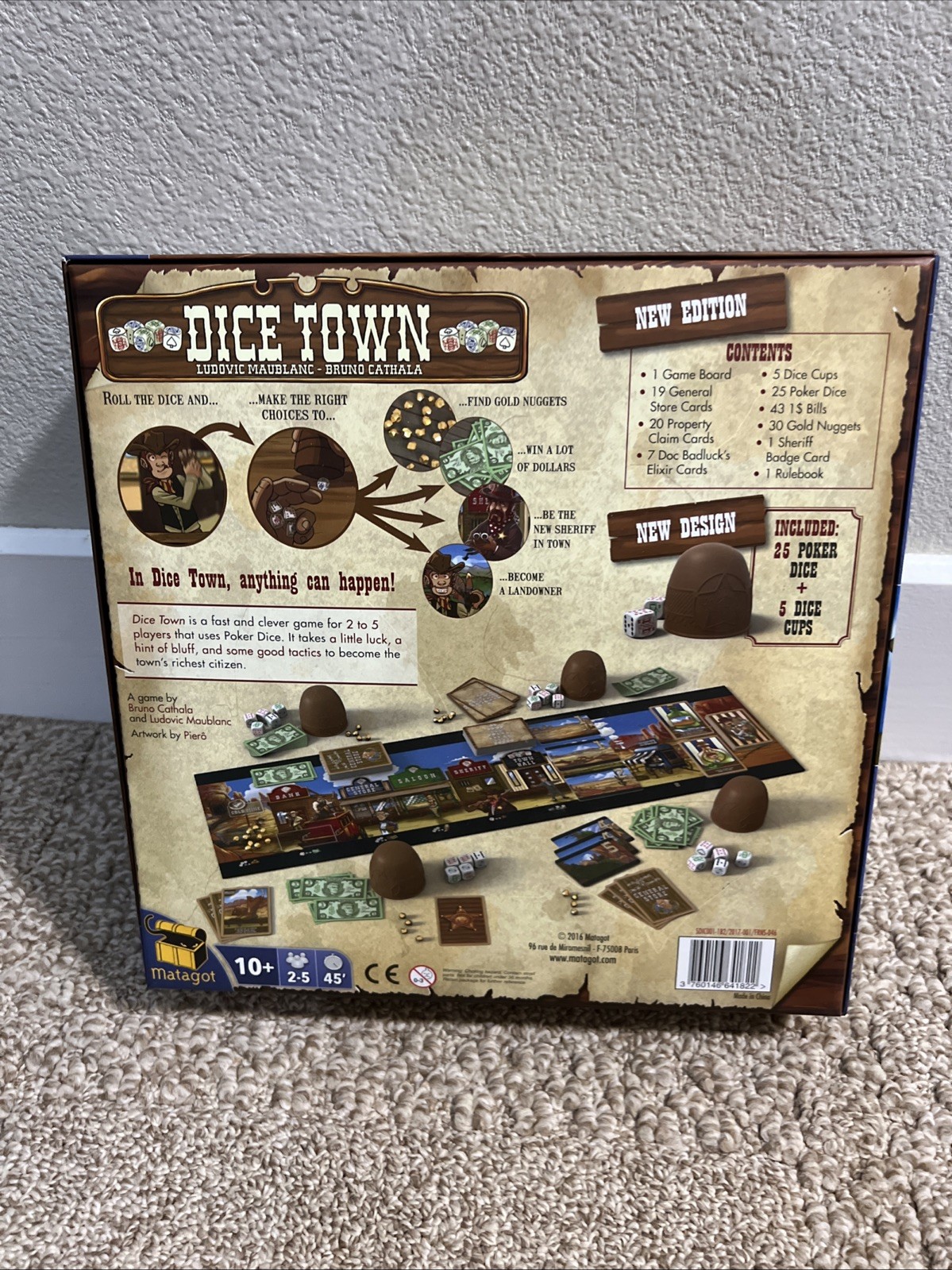 Dice Town Board Game Matagot Complete -Poker Dice Western Strategy Game See Desc