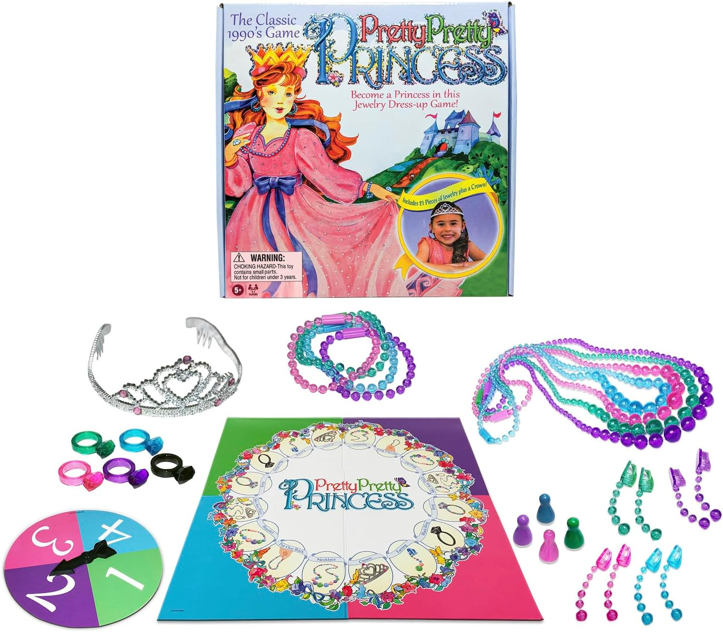 Pretty Pretty Princess Dress Up Jewelry Board Game For Kids Ages 5+ 2-4 Players