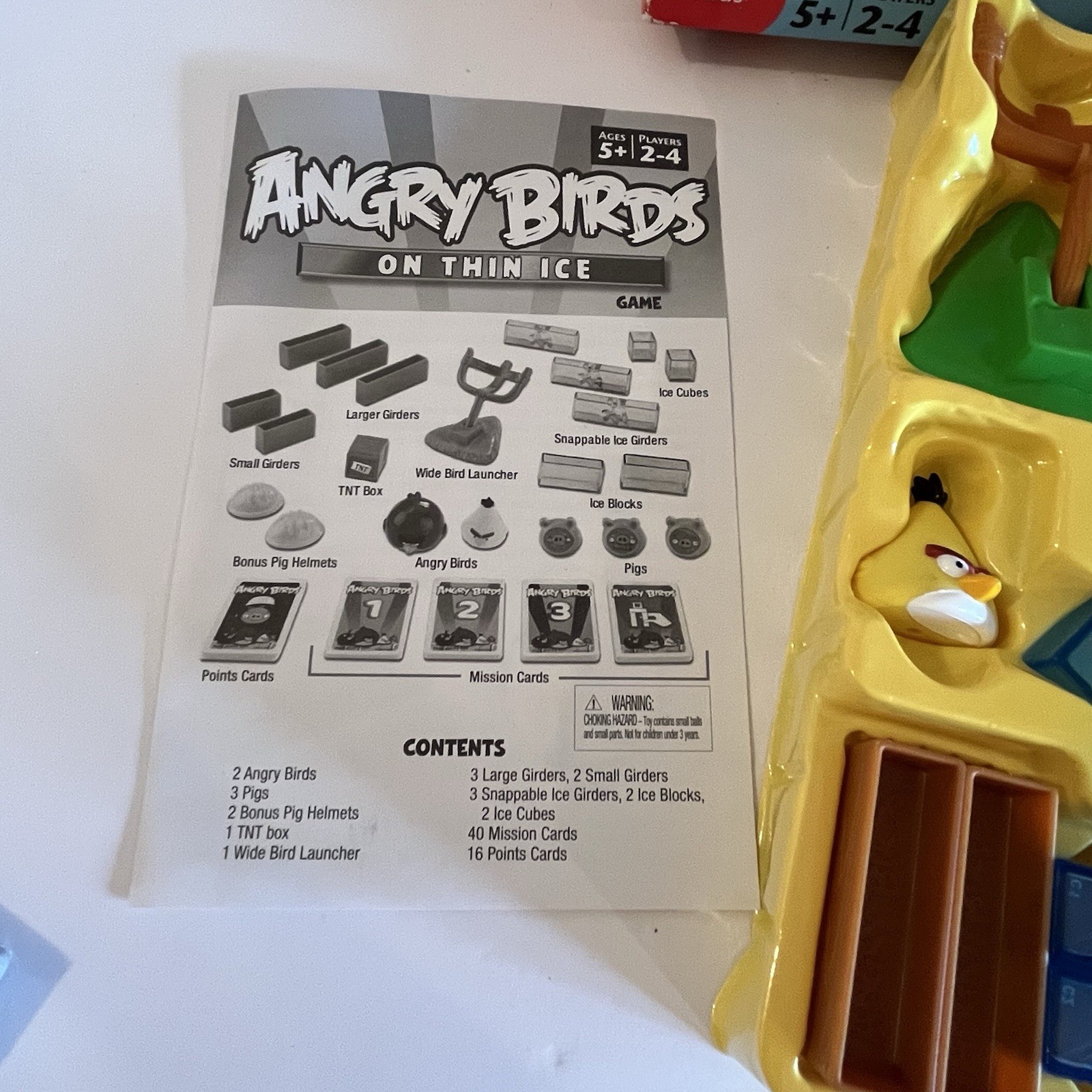 ANGRY BIRDS ON THIN ICE Slingshot Launch Action Game Toy Set Mattel ’11 Open Box