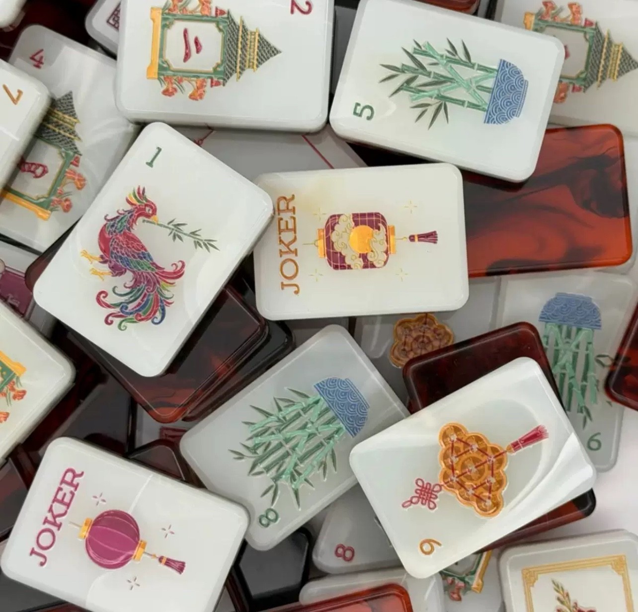New high-end Red flame color American Mahjong Tiles set ,160 tiles+ Bag