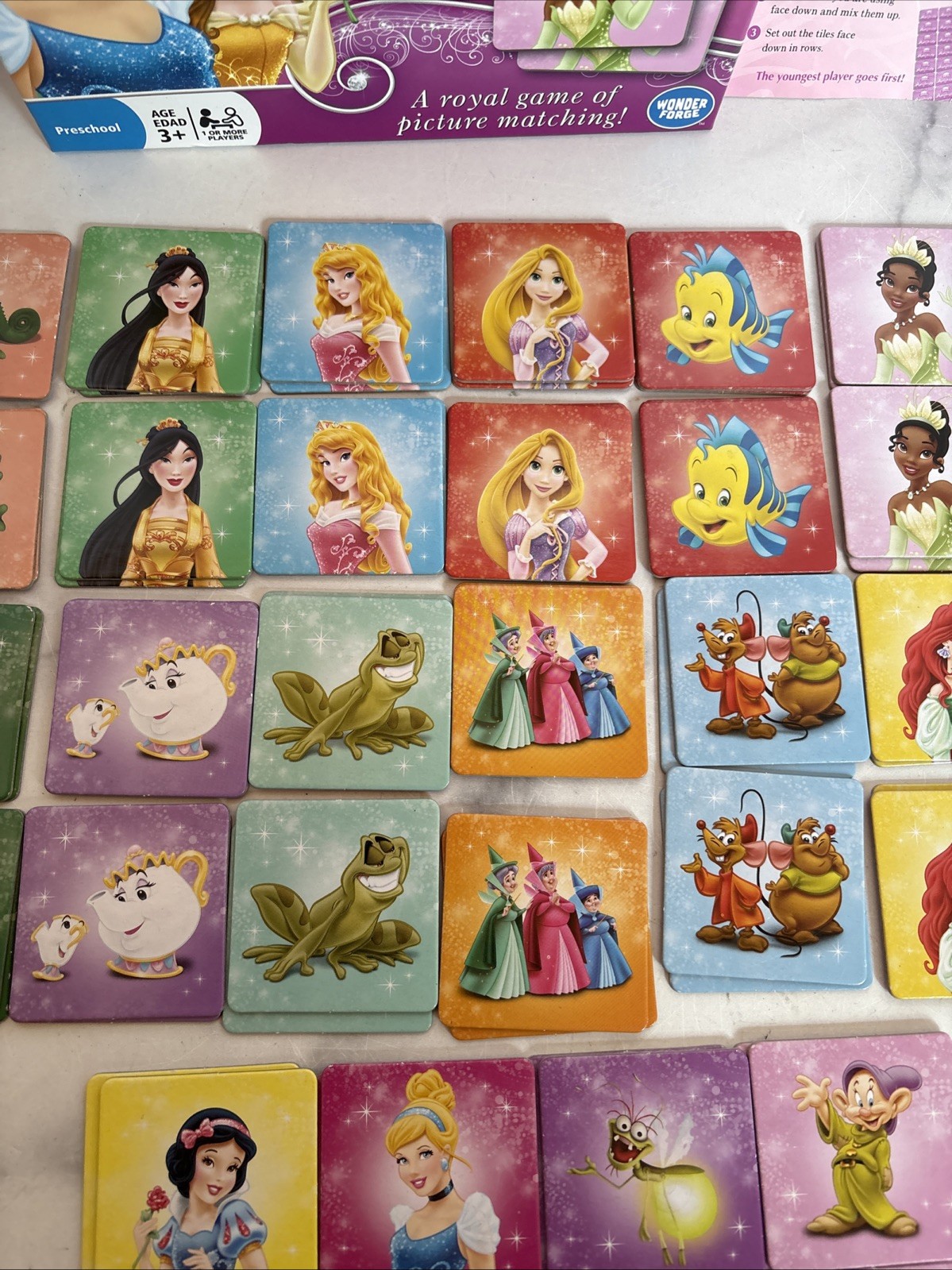 Disney Princess Matching Game Picture Tiles Memory Wonder Forge 100% Complete