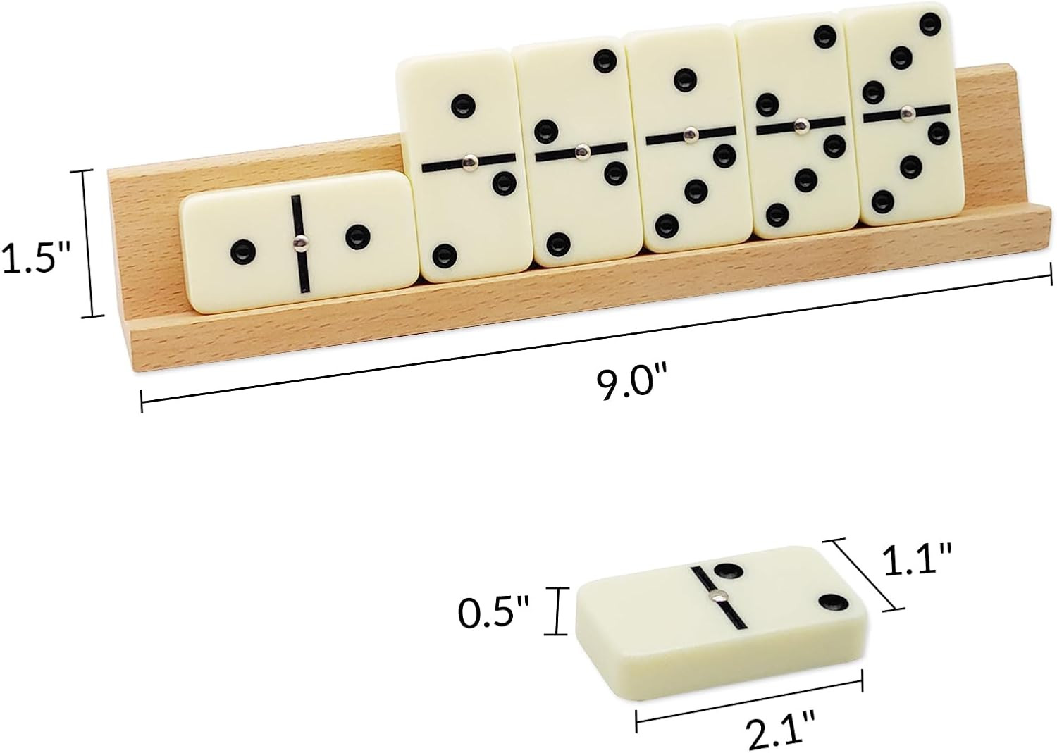 Dominos Set for Adults with 4 Wooden Racks, Double 6 Dominoes Game Set with 28 C
