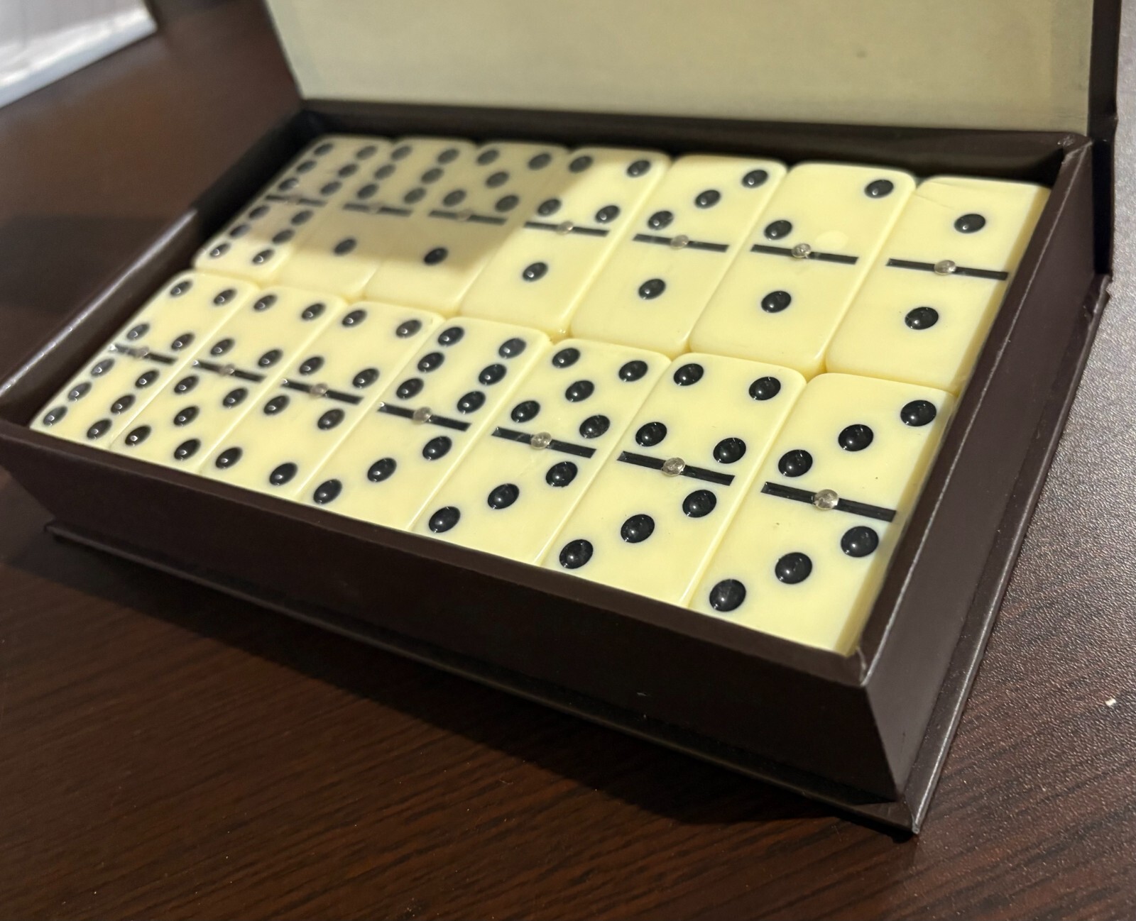 Double Six Dominoes Set with Leatherette Case – 28 Standard Size Thick Tiles