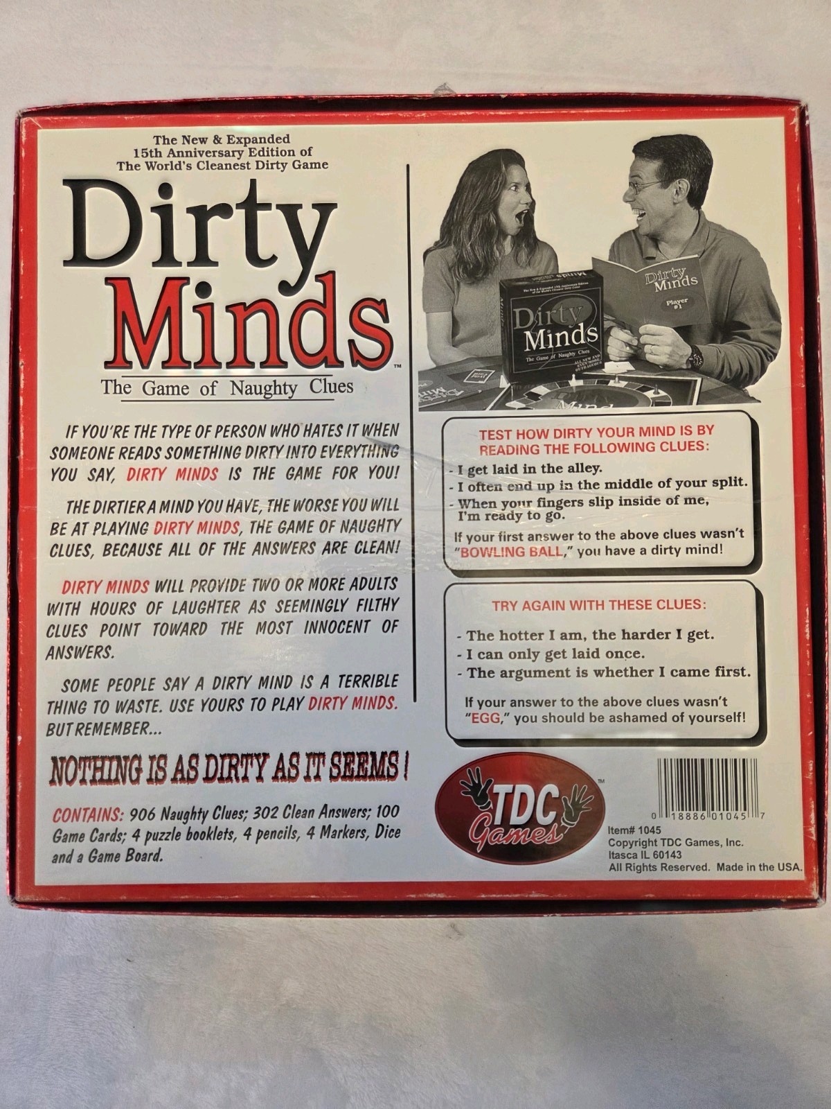 TDC Games Dirty Minds Adult Board Game 15th Anniversary Edition 17+ 2+ 2005