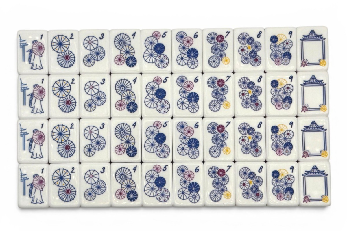American Mahjong Tile Set 160 Tiles Jade Garden Chinoiserie Bag Gift Box Dice