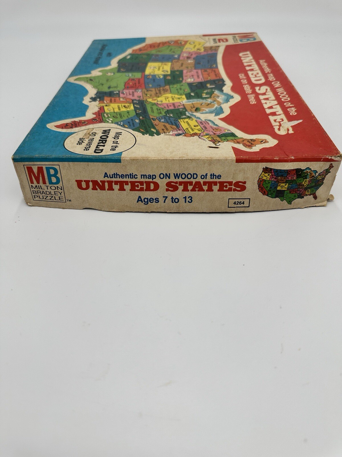 Vintage Wood Puzzle 1975 – Map of the United States and World (Reverse Side)