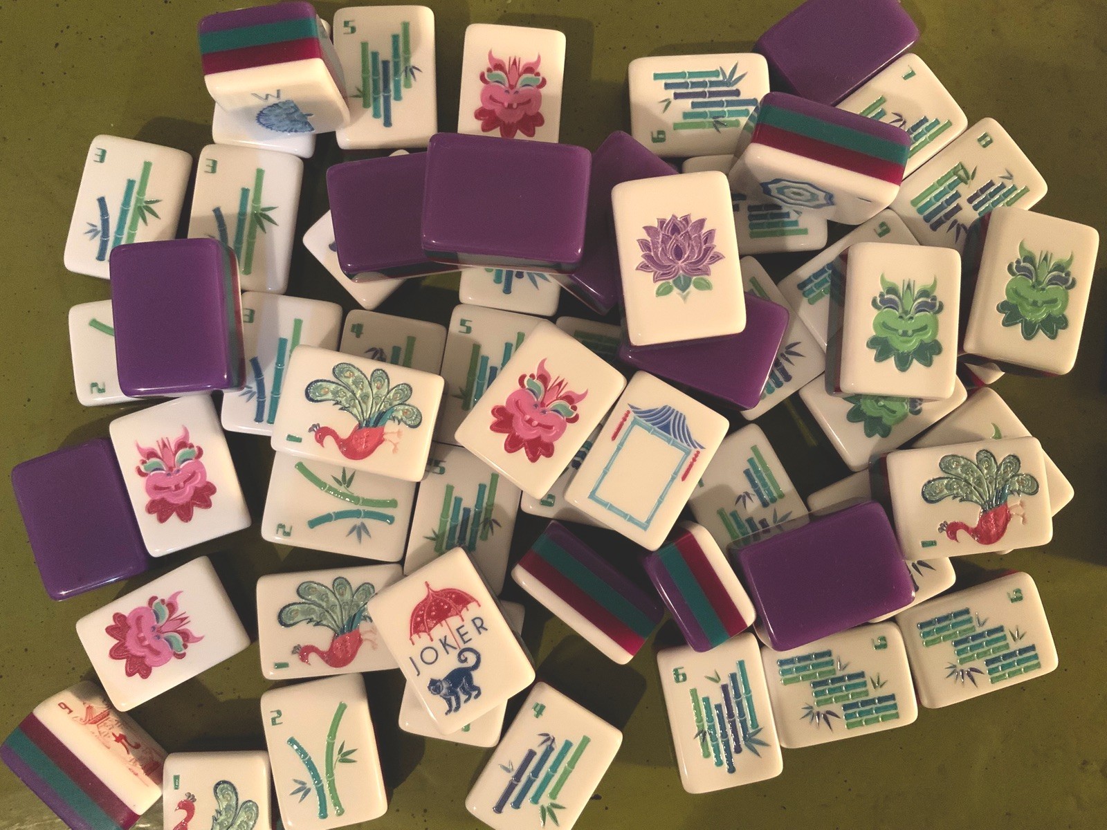 American Mahjong Tiles Deep Purple Engraved 4-Layer Acrylic