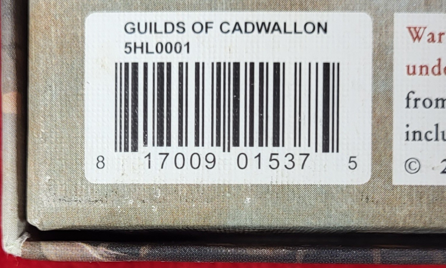 Guilds of Cadwallon City Of Thieves Board Game (Legacy Games, 2013) Sealed Cards