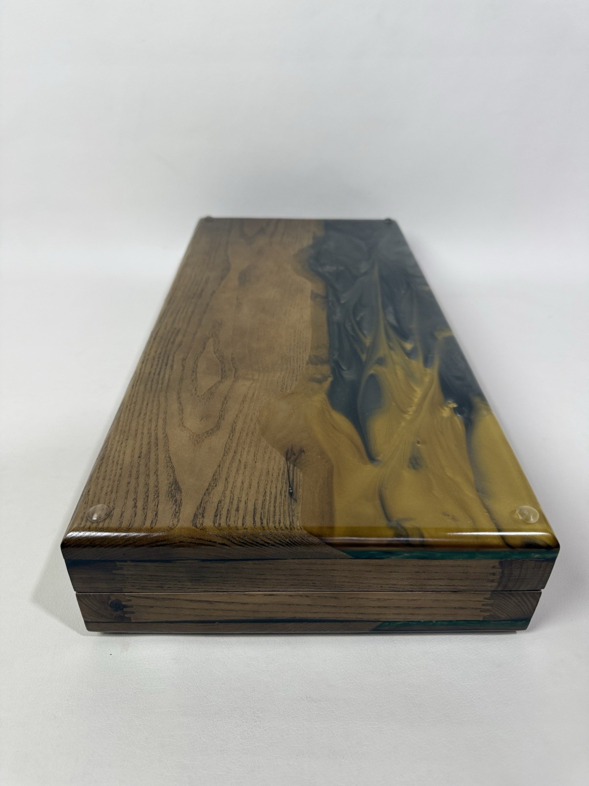 Exclusive Gold Backgammon Board, Wood & Epoxy Resin, Handmade Luxury Game Set