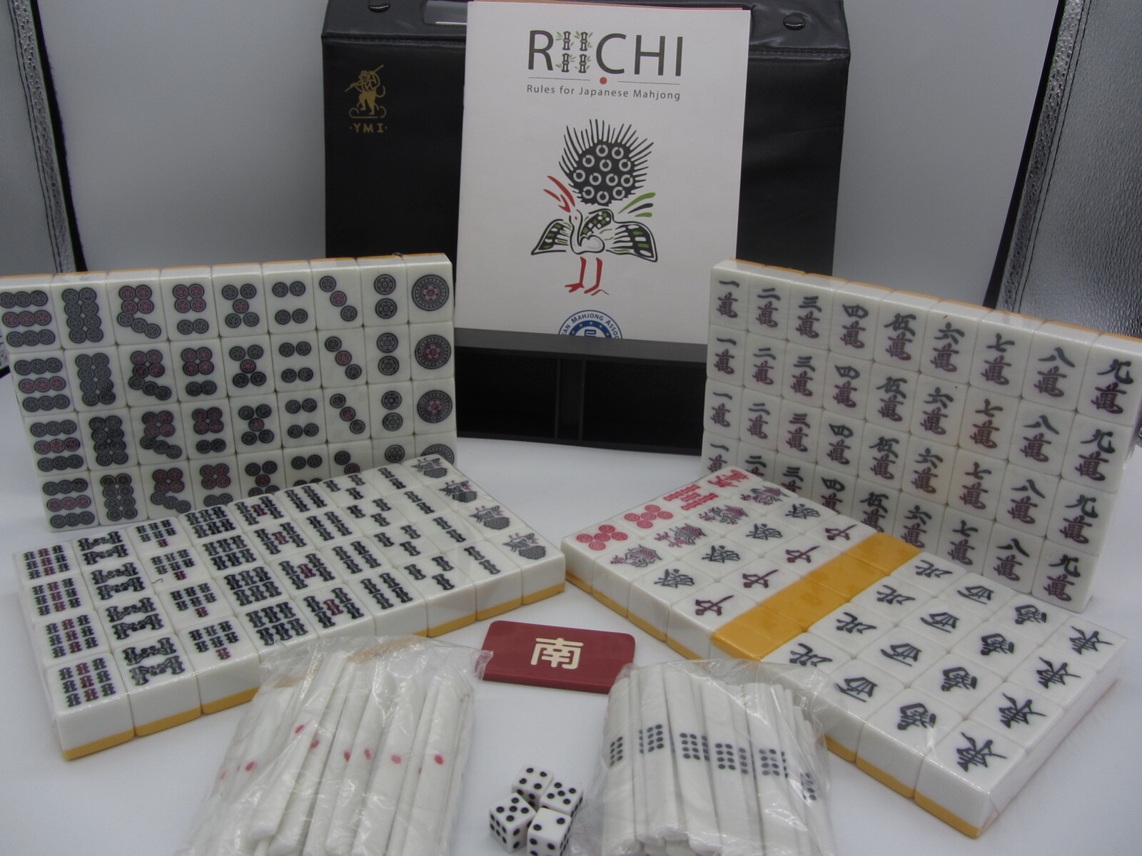 Yellow Mountain Imports Japanese Riichi Mahjong Set Yellow / White Brand New!!!