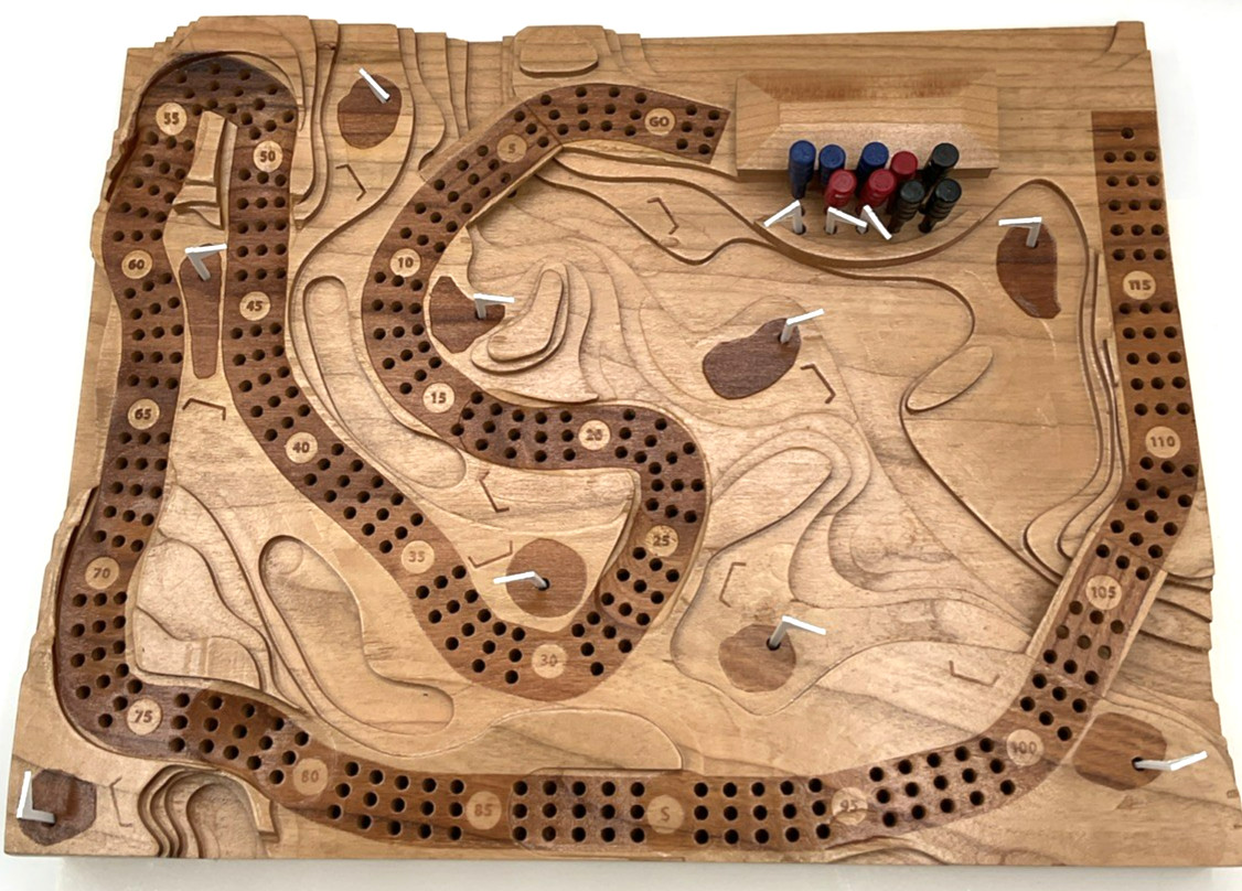 Handmade Cribscapes 3-D Golf Inspired Cribbage Board Made in Canada Card Game