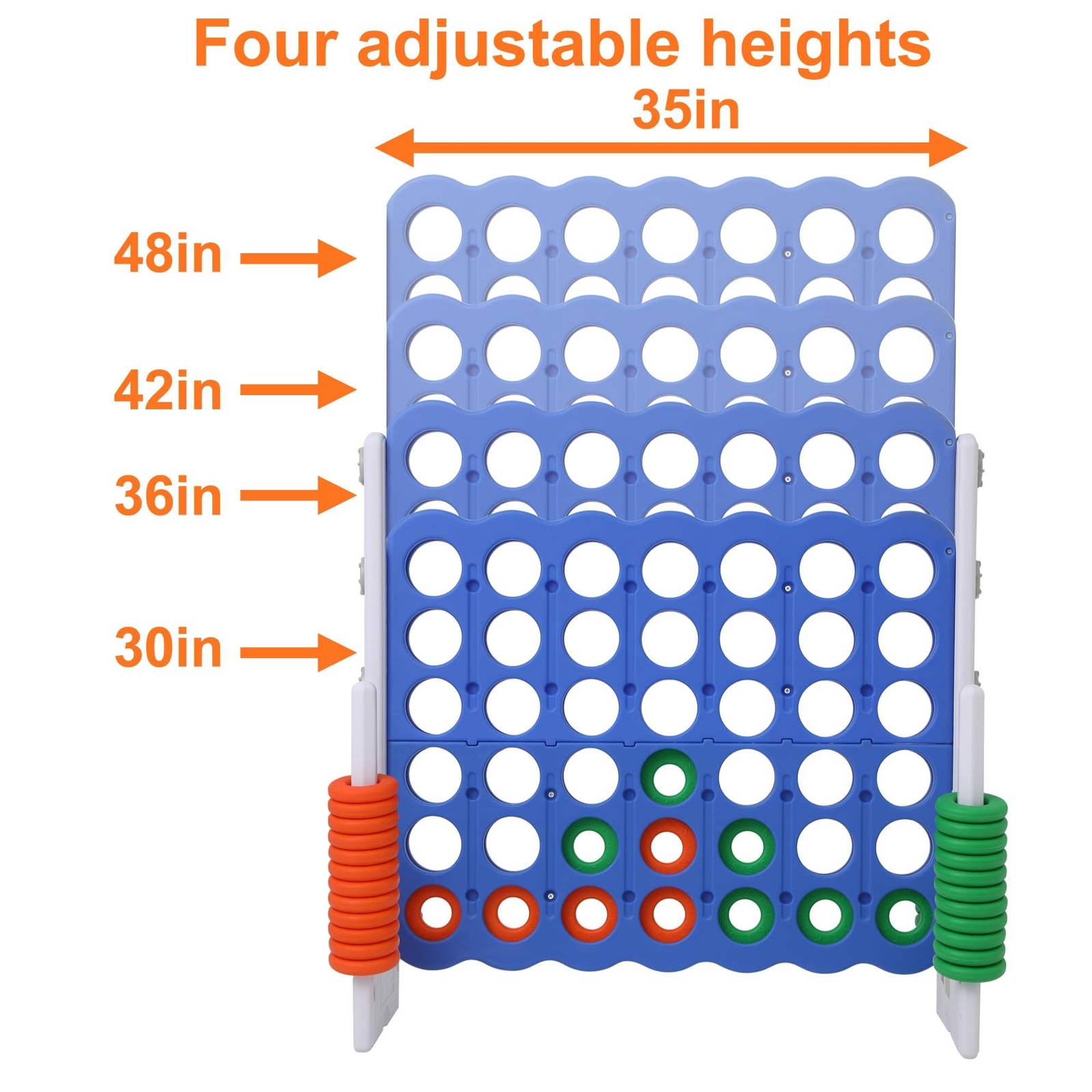 Giant 4 Connect in a Row Game, Height Adjustable Jumbo Yard Games for Kids an…