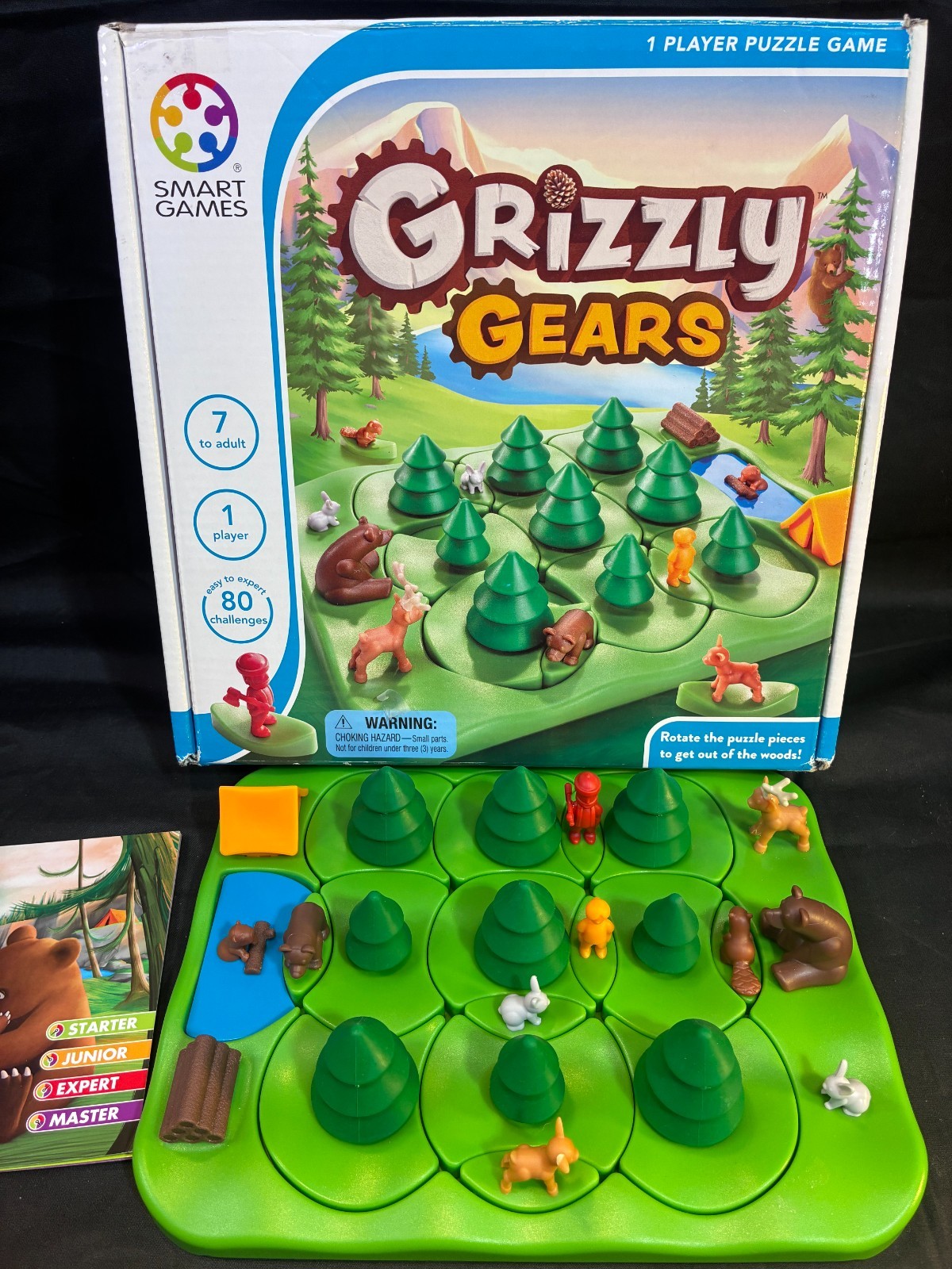 GRIZZLY GAMES 1 Player Logic Puzzle Game 80 Challenges COMPLETE AGES 7+ RARE OOP
