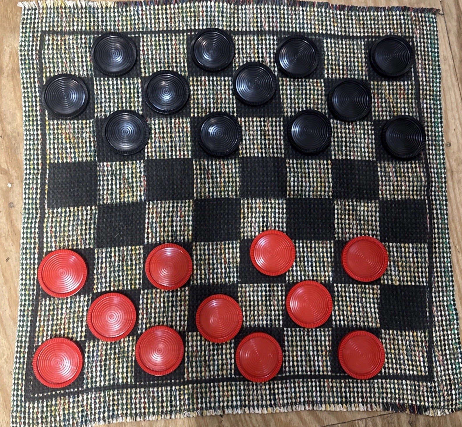 Jumbo Checker Board Game & Super TicTac Toe Giant Reversible Carpet Large Pieces