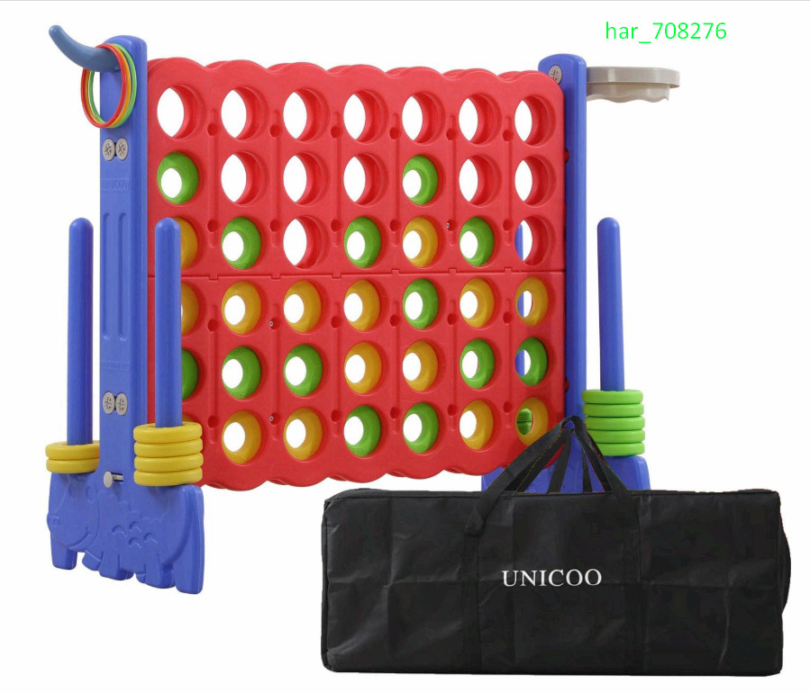 Giant 4-in-a-Row Game, 3-in-1 Jumbo Yard Game with Carry Bag