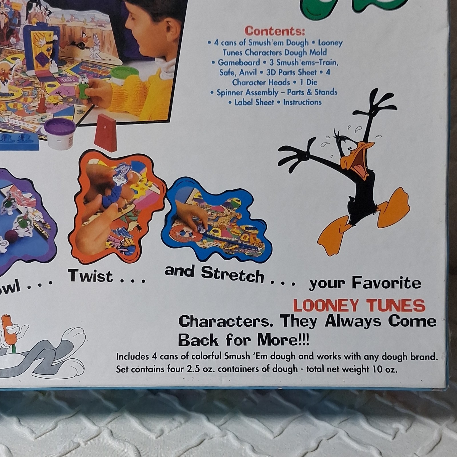 Tyco Games Looney Tunes Smush ‘Em Board Game w/ 4 Dough Cans 1994 MPN 7071