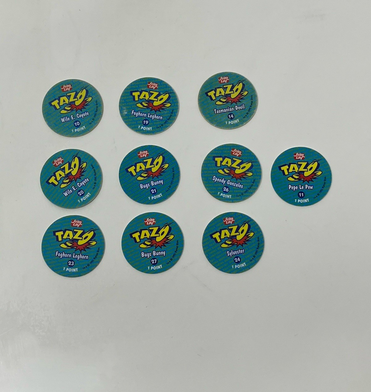 Lot Of 10 Pogs Tazos 1995 Looney Tunes Vintage Chetoos Sabritas
