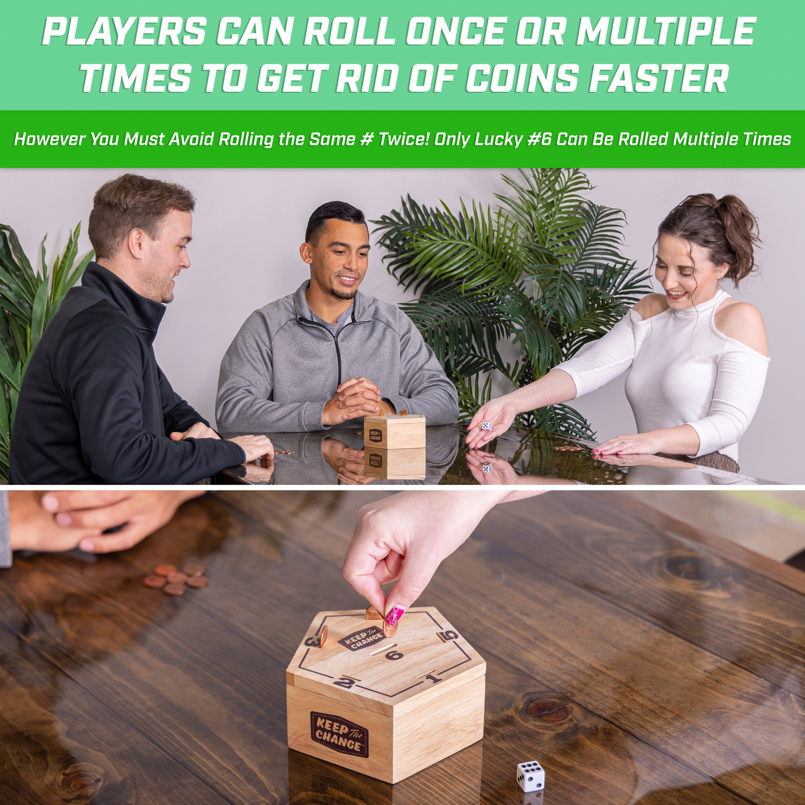 GoSports Keep the Change – Tabletop Coin Drop Dice Game