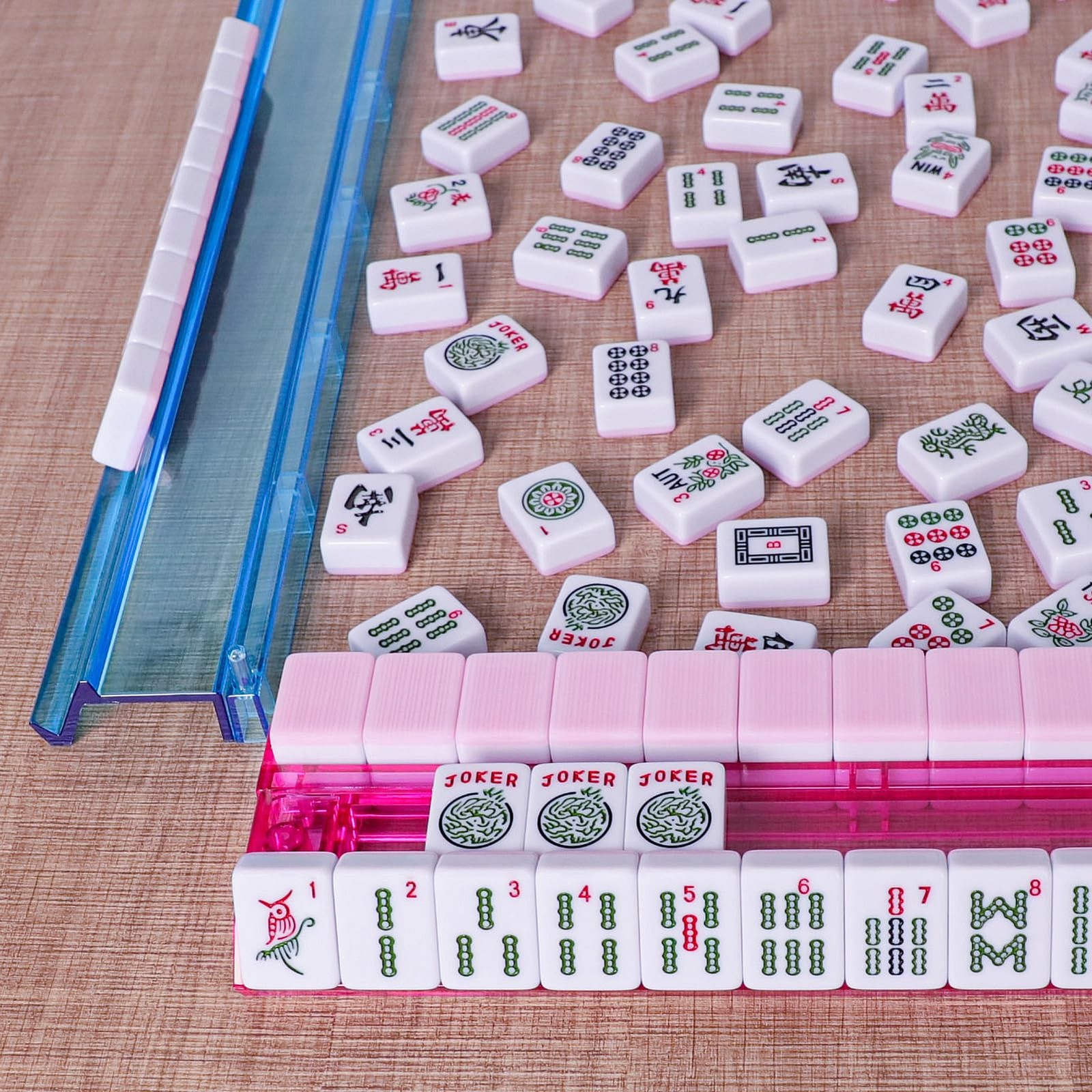 American Mahjong Game Set, 166 Pink Tiles, Pink Bag and Entire Accessories, 4…