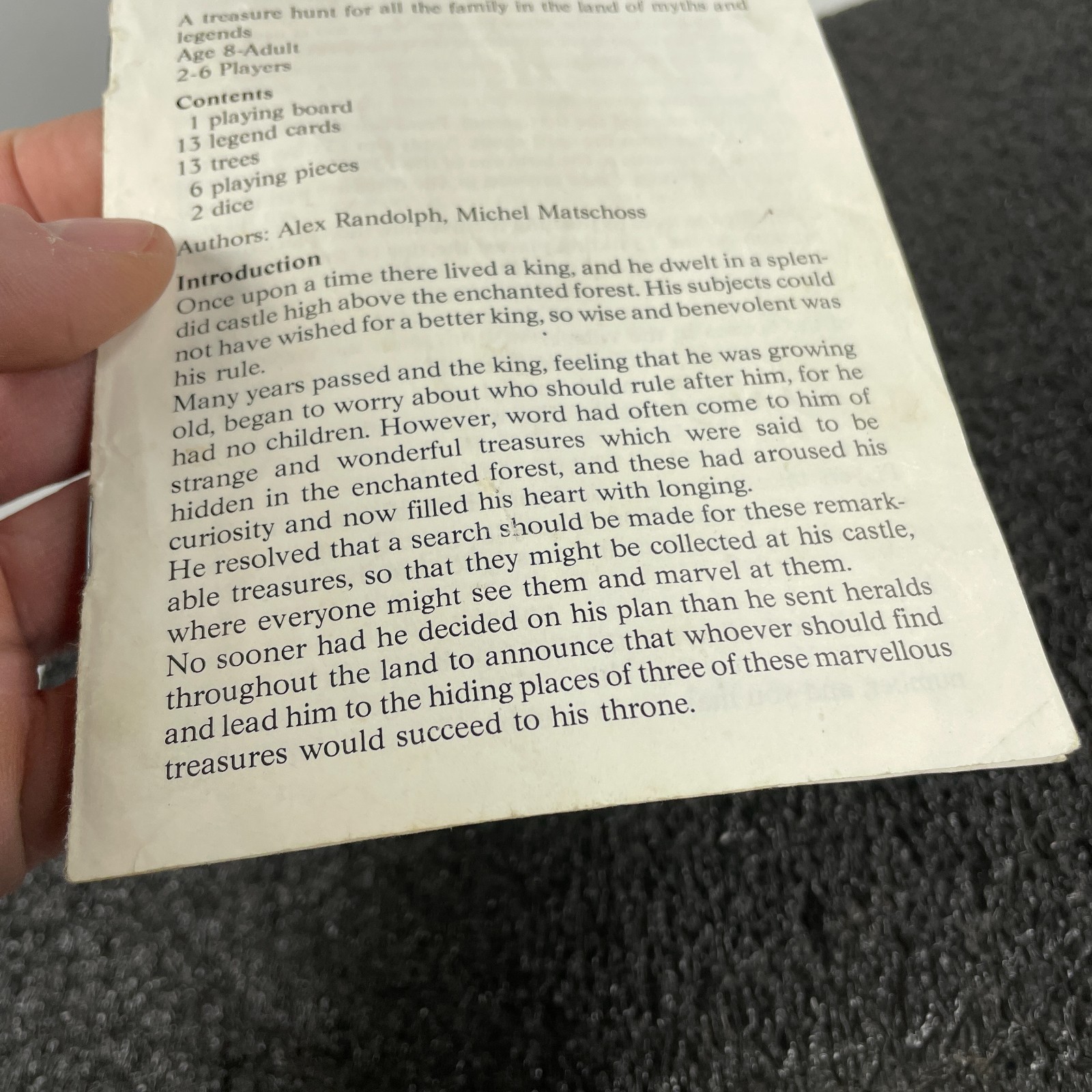 1982 Enchanted Forest Board Game Instructions Replacement Only
